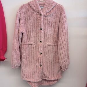 Pink Teddy coat with hood
